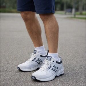 New Balance MX857WN Men's White and Navy Athletic Shoes